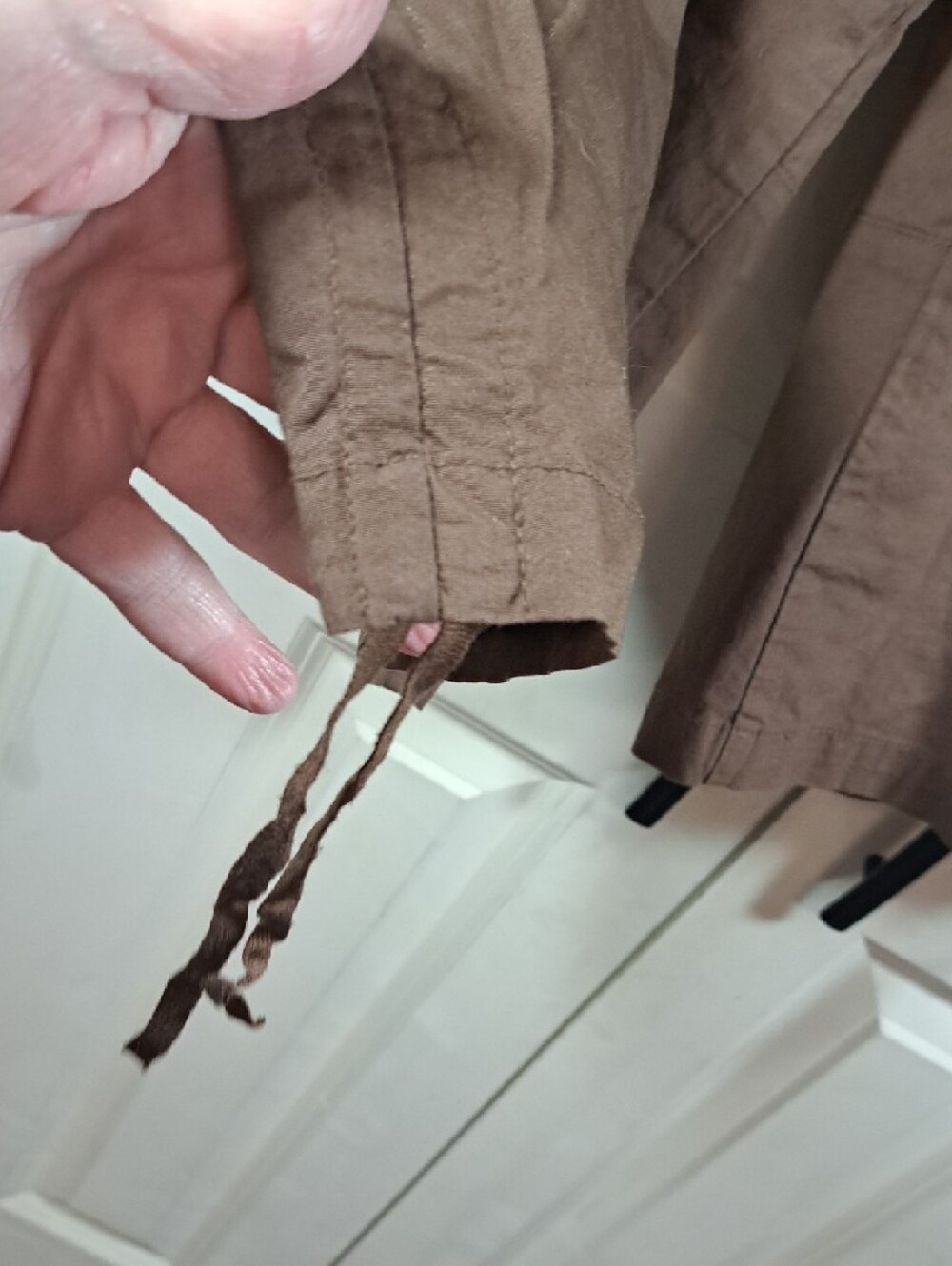 Women’s Brown Drawstring Capri Pants - Picture 3 of 9